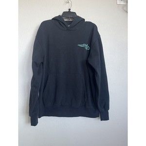 Reel Life Hoodie Sweater Mens Size S Black Long Sleeves Fleece Graphic NWOT